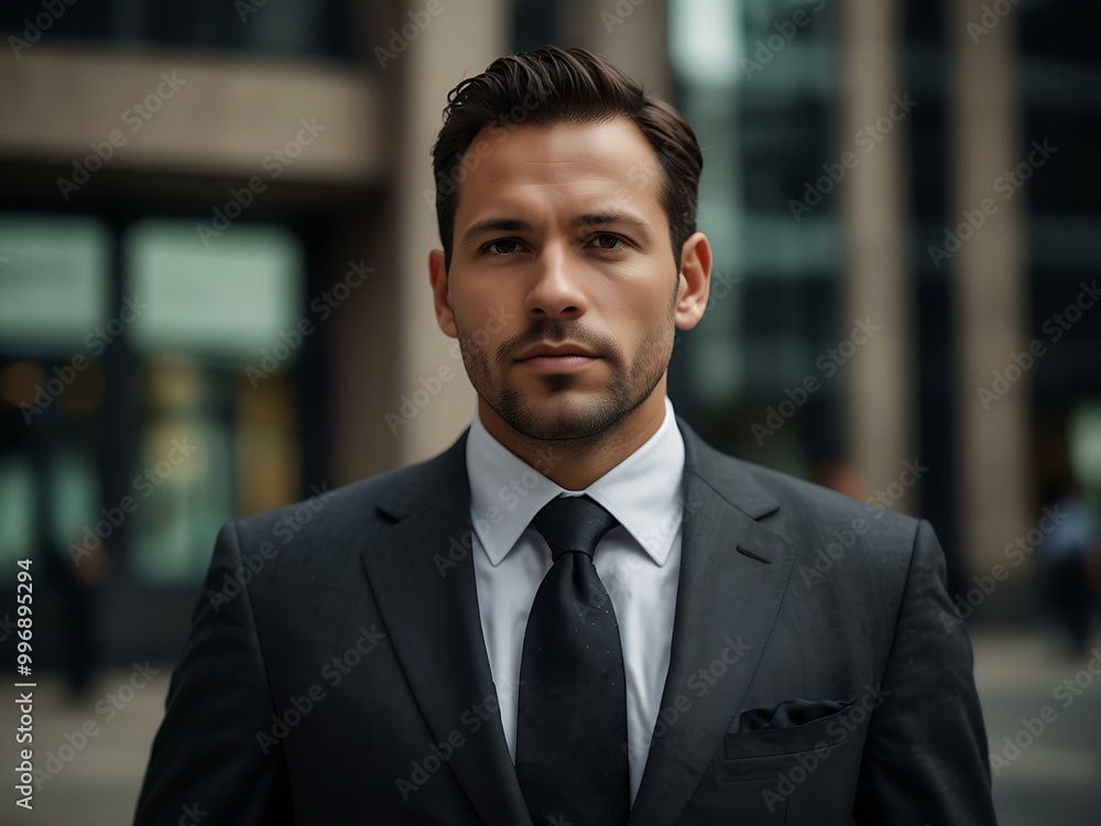 Confident businessman in an urban setting. Confident businessman in an urban setting.