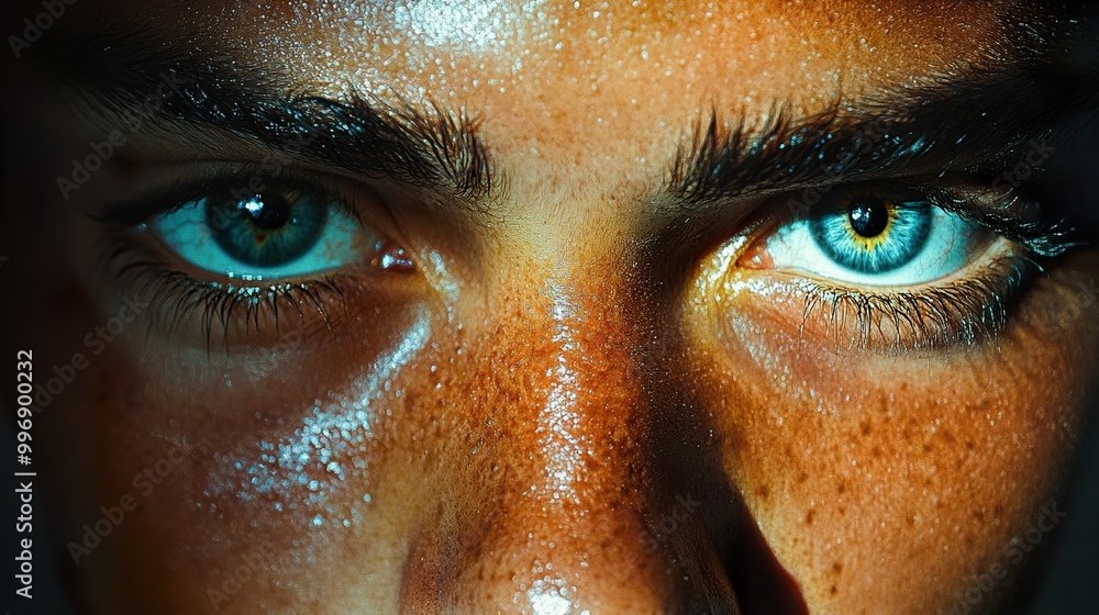 Intense Gaze: Close-Up Portrait of Blue Eyes Intense Gaze: Close-Up Portrait of Blue Eyes