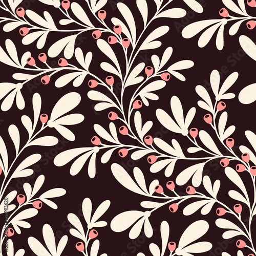 Trailing Berry Branches, seamless pattern