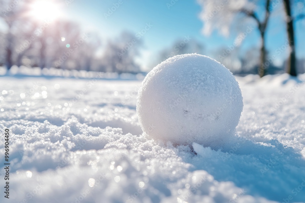 A Single Snowball Resting in a Snowy Field A Single Snowball Resting in a Snowy Field