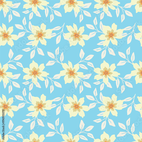 Wallpaper Mural abstract a solid multicolor small and big flower mixed vector pattern arrangement with medium color, all over vector design with white background illustration digital image for textile printing factor Torontodigital.ca
