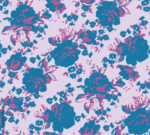 Flowers seamless pattern. vector illustration. Abstract flowers, floral vector with leaves