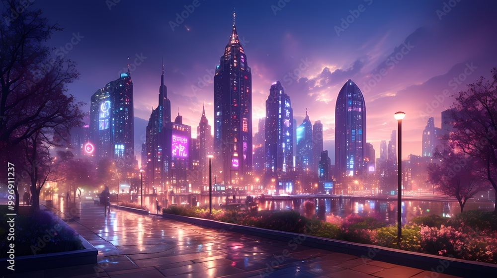 Cyberpunk-inspired Neo-Tokyo illuminated by dynamic volumetric light. Cyberpunk-inspired Neo-Tokyo illuminated by dynamic volumetric light.