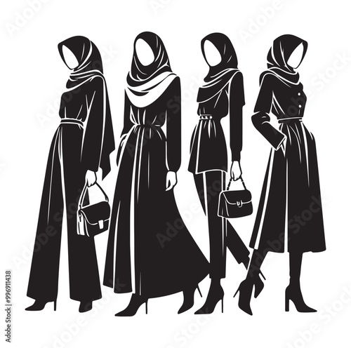 hijab style silhouette illustration vector