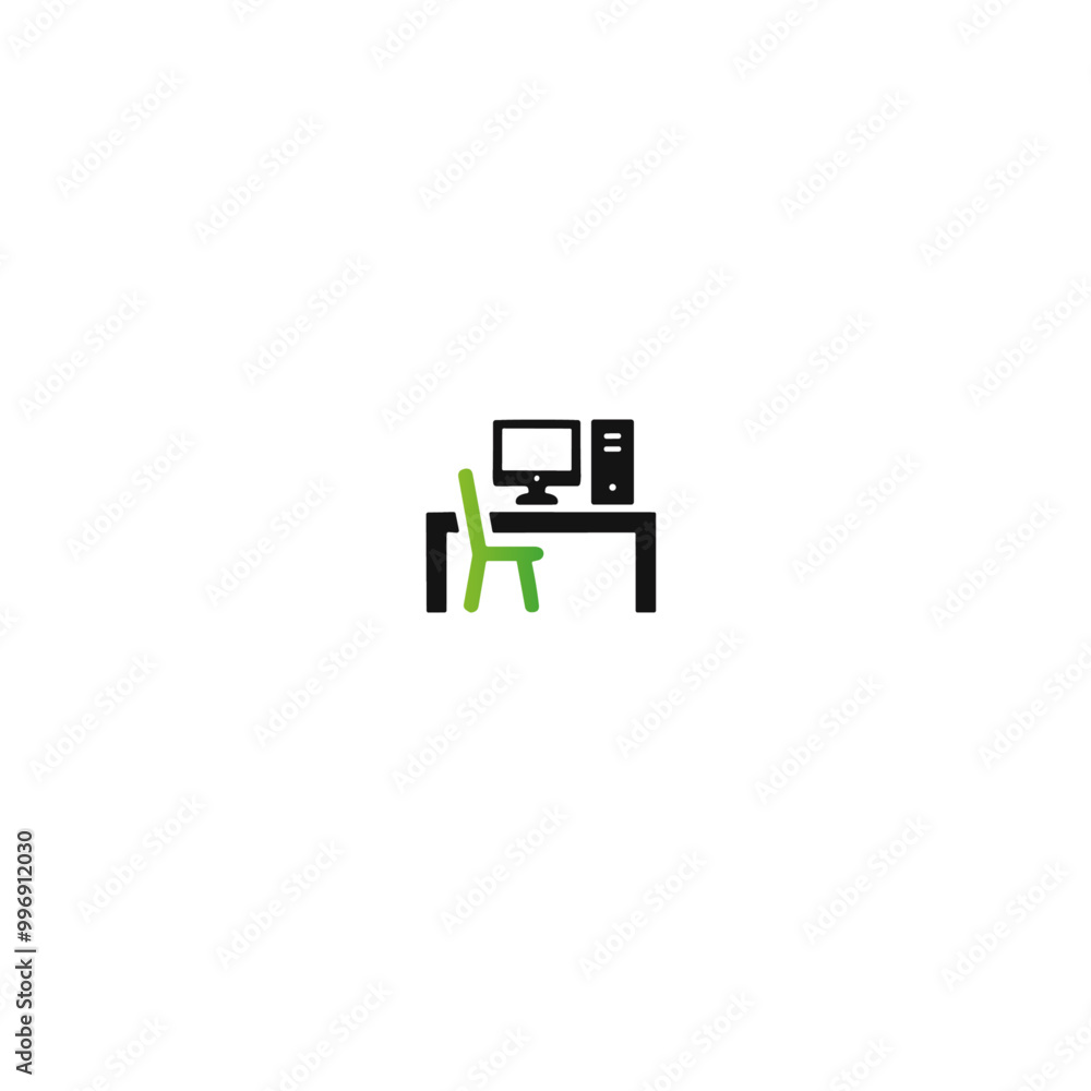 Obraz premium Work desk pc icon flat vector design