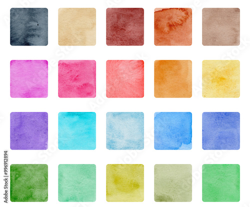 Carré étiquette coloré aquarelle multicolore