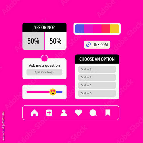 Instagram Stories Interactions Set Poll Questions Slider Bar
