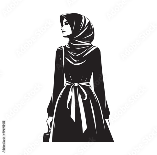 hijab style silhouette illustration vector