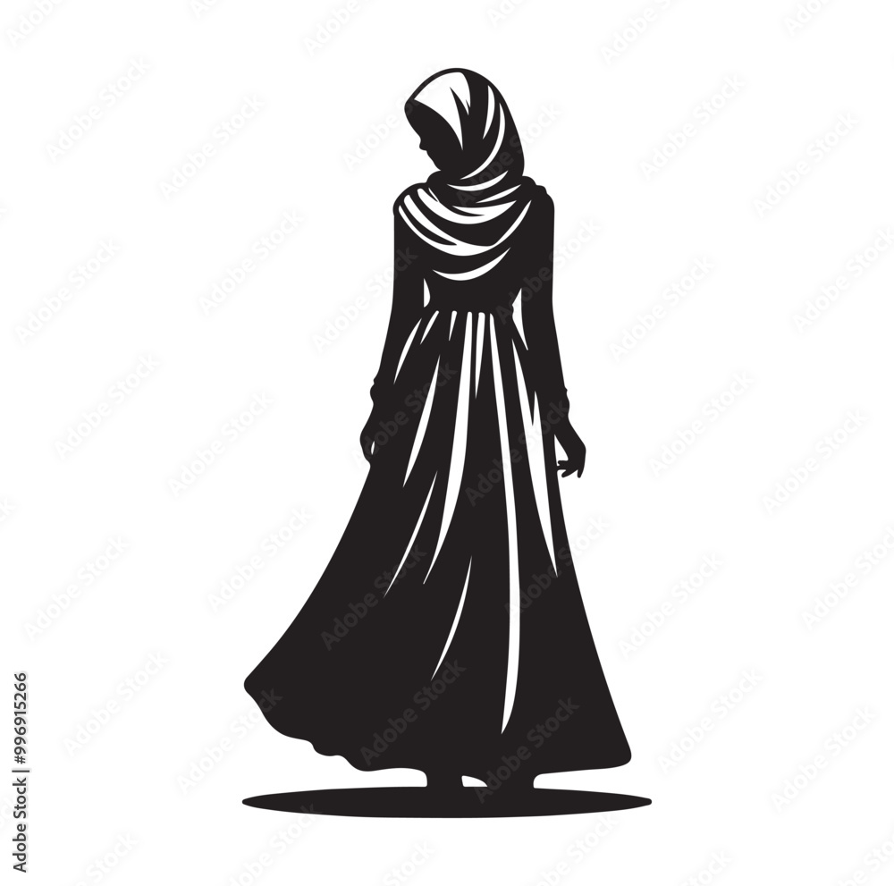 Naklejka premium hijab style silhouette illustration vector