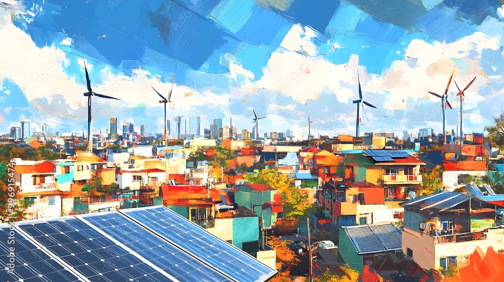 Vibrant community driven renewable energy initiatives revitalizing vibrant eco friendly metropolitan landscapes with rooftop solar arrays on residential and commercial buildings Vibrant community driven renewable energy initiatives revitalizing vibrant eco friendly metropolitan landscapes with rooftop solar arrays on residential and commercial buildings