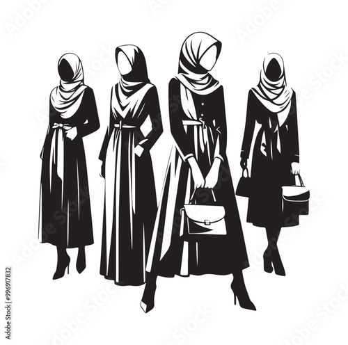 hijab style silhouette illustration vector