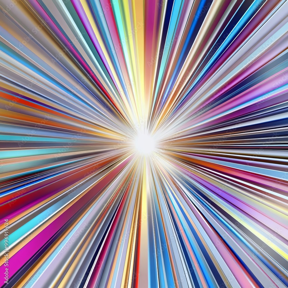 Colored rays of radiation on a silver background Colored rays of radiation on a silver background