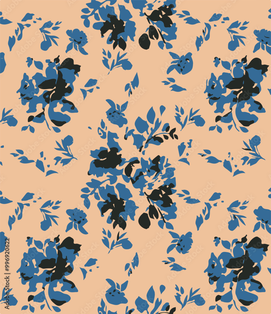 Flowers seamless pattern. vector illustration. Abstract flowers, floral vector with leaves Flowers seamless pattern. vector illustration. Abstract flowers, floral vector with leaves