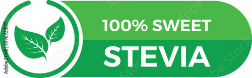 Green symbol of stevia or sweet grass 100 percent logo