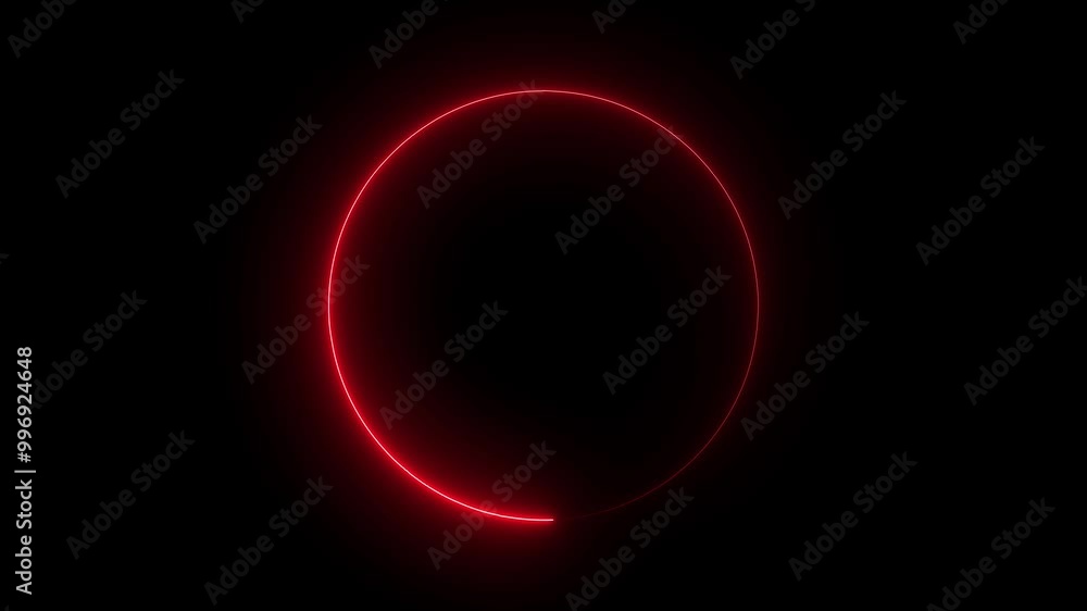 Neon line circle icon. Red neon light animated glowing border. Stylish neon frame. Circle shape frame Red color glowing on black background. Neon line circle icon. Red neon light animated glowing border. Stylish neon frame. Circle shape frame Red color glowing on black background.