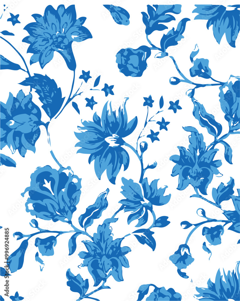 Flowers seamless pattern. vector illustration. Abstract flowers, floral vector with leaves Flowers seamless pattern. vector illustration. Abstract flowers, floral vector with leaves