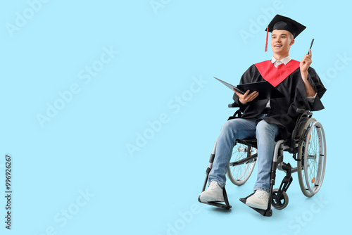 Male graduate in wheelchair...