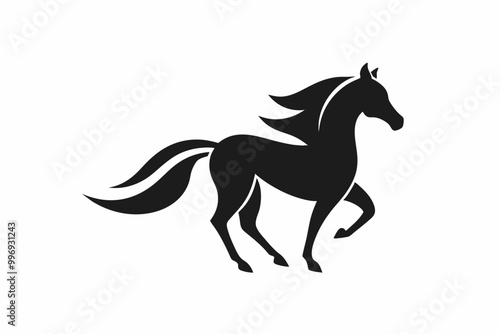 A Creative simple memorable horse animal logo vector, silhouette black color, vector art illustration photo