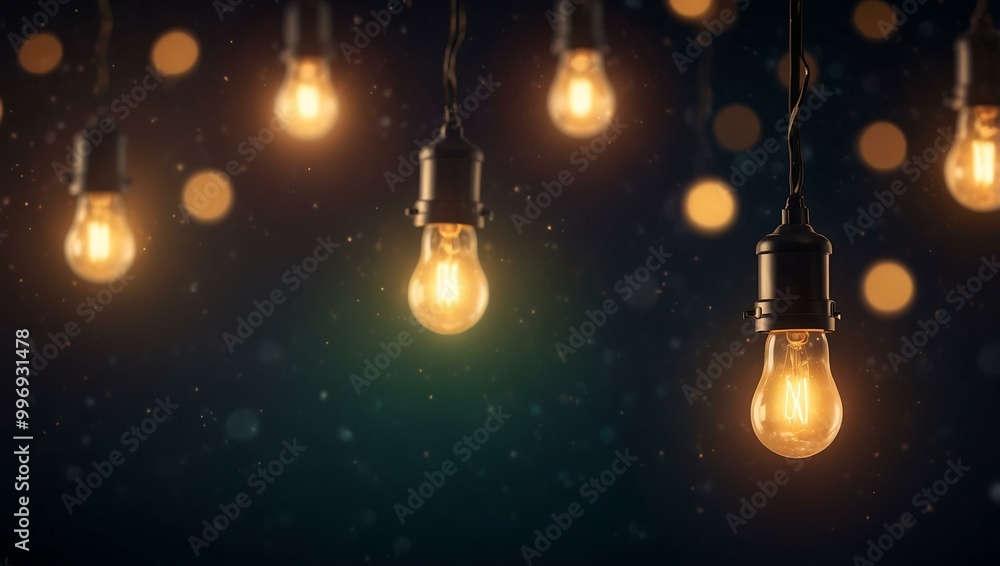 Glowing hanging lights with a dreamy bokeh effect. Glowing hanging lights with a dreamy bokeh effect.