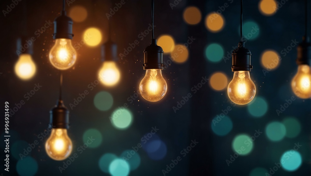 Glowing hanging lights with a dreamy bokeh effect. Glowing hanging lights with a dreamy bokeh effect.