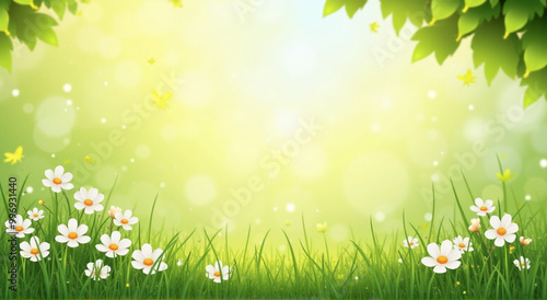 spring background with grass