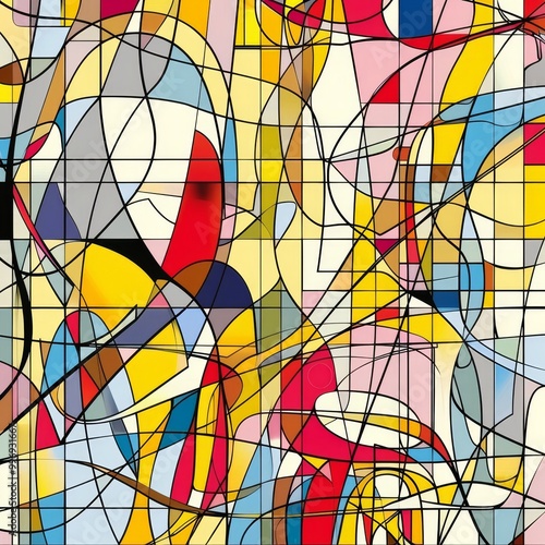 Dynamic abstract lines in yellow, gray, brown, crimson, and turquoise for captivating visuals