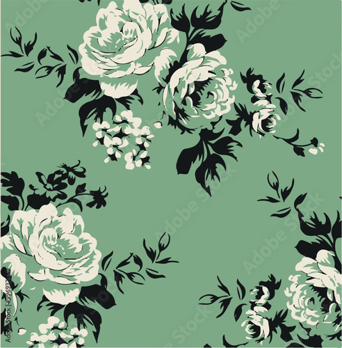 Flowers seamless pattern. vector illustration. Abstract flowers, floral vector with leaves