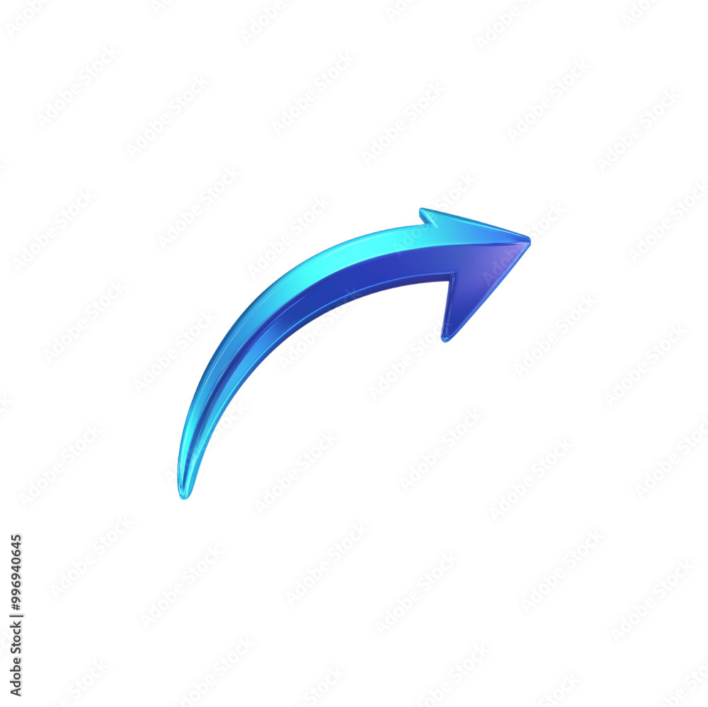 A blue arrow pointing down. The arrow is made of glass and is very shiny. It is on a trasparent background A blue arrow pointing down. The arrow is made of glass and is very shiny. It is on a trasparent background