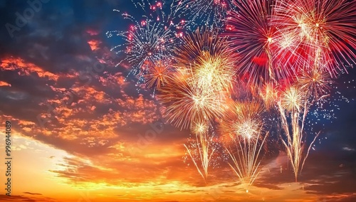 4th of July abstract background with holiday firework photo