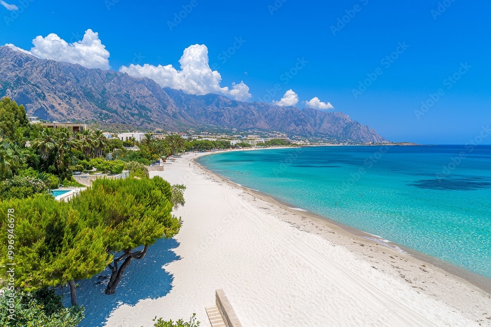 The beach at San Vito lo Capo and the peak of Monte Monaco are seen in north-western Sicily. The beach at San Vito lo Capo and the peak of Monte Monaco are seen in north-western Sicily.