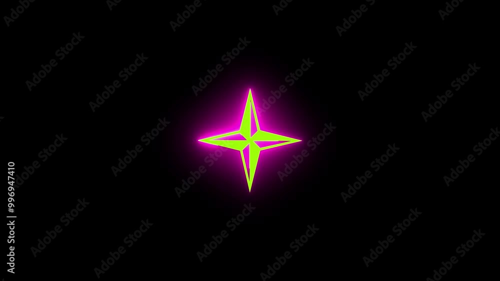 Abstract neon light star loading sign animation black background. UHD 4K Abstract neon light star loading sign animation black background. UHD 4K