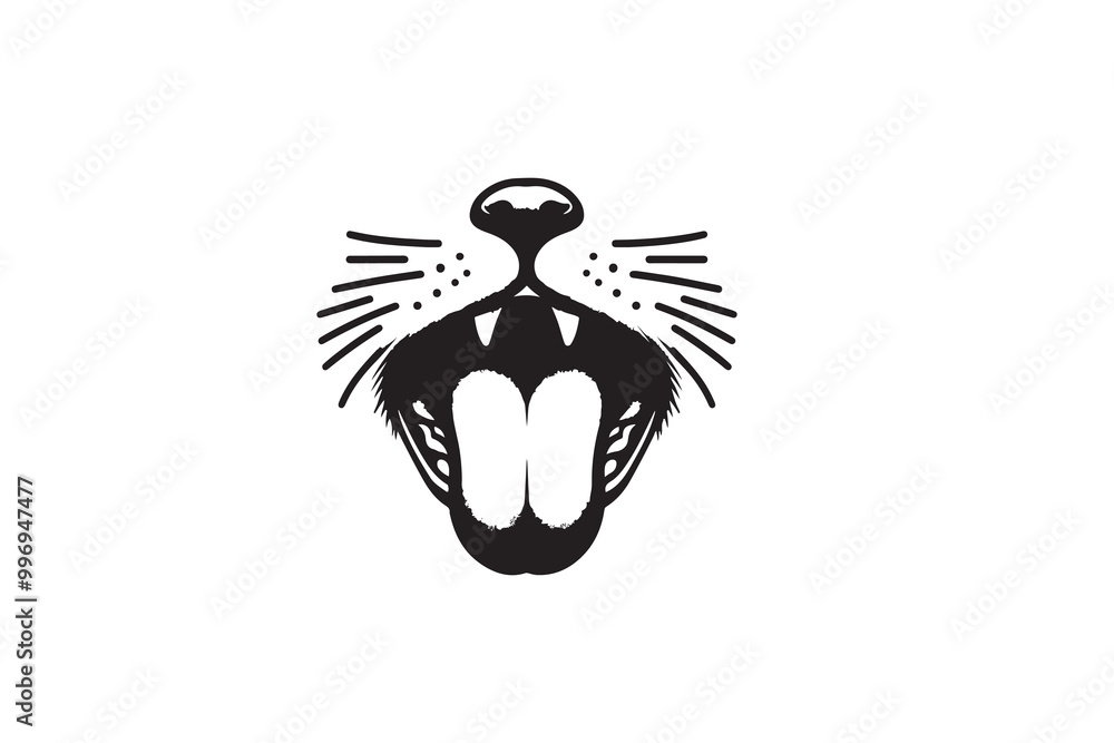 Cat mouth vector and silhouette Cat mouth vector and silhouette