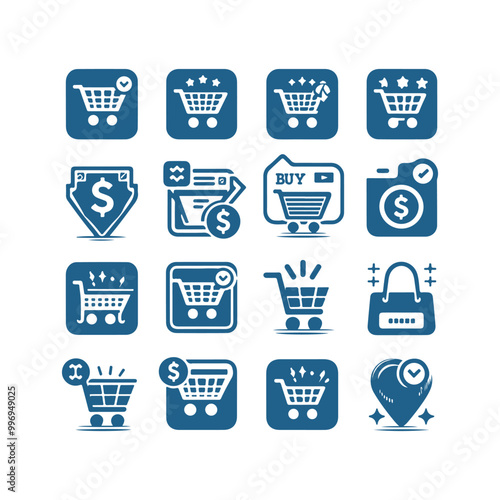 a collection of shopping cart icon set Vector illustration