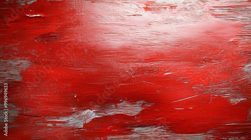 Red paint with gloomy grunge abstract background on a wide surface