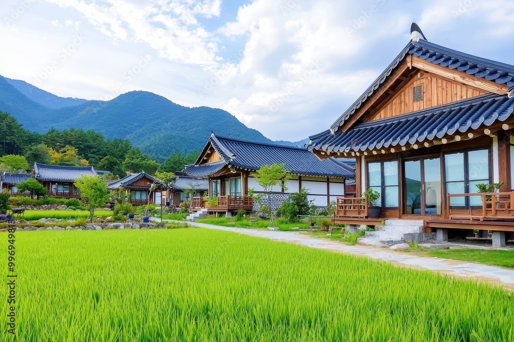 Overlooking a village during Chuseok (South Korean harvest festival) Overlooking a village during Chuseok (South Korean harvest festival)