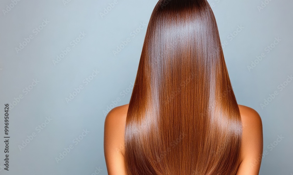 Rear View of Female Model with Flowing, Shiny Straight Hair in Motion Rear View of Female Model with Flowing, Shiny Straight Hair in Motion