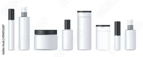 Cosmetic package bottle mockup. Vector collection packaging template