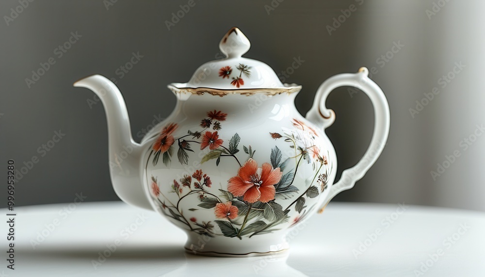 Delicate Porcelain Teapot with Floral Design Delicate Porcelain Teapot with Floral Design