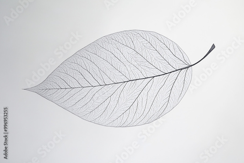 Delicate Botanical Sketch: A Soft, Fragile Leaf Shape Drawn with Thin Lines, Nature's Gentle Touch