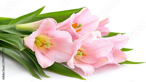 Wallpaper Mural A pink alstroemeria flower in a vase, Lily of the Incas, on an isolated white background Torontodigital.ca
