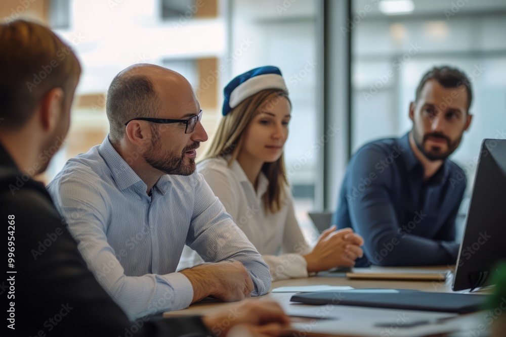 People are sitting at the table. Business people talking in the office at a meeting. People are sitting at the table. Business people talking in the office at a meeting.