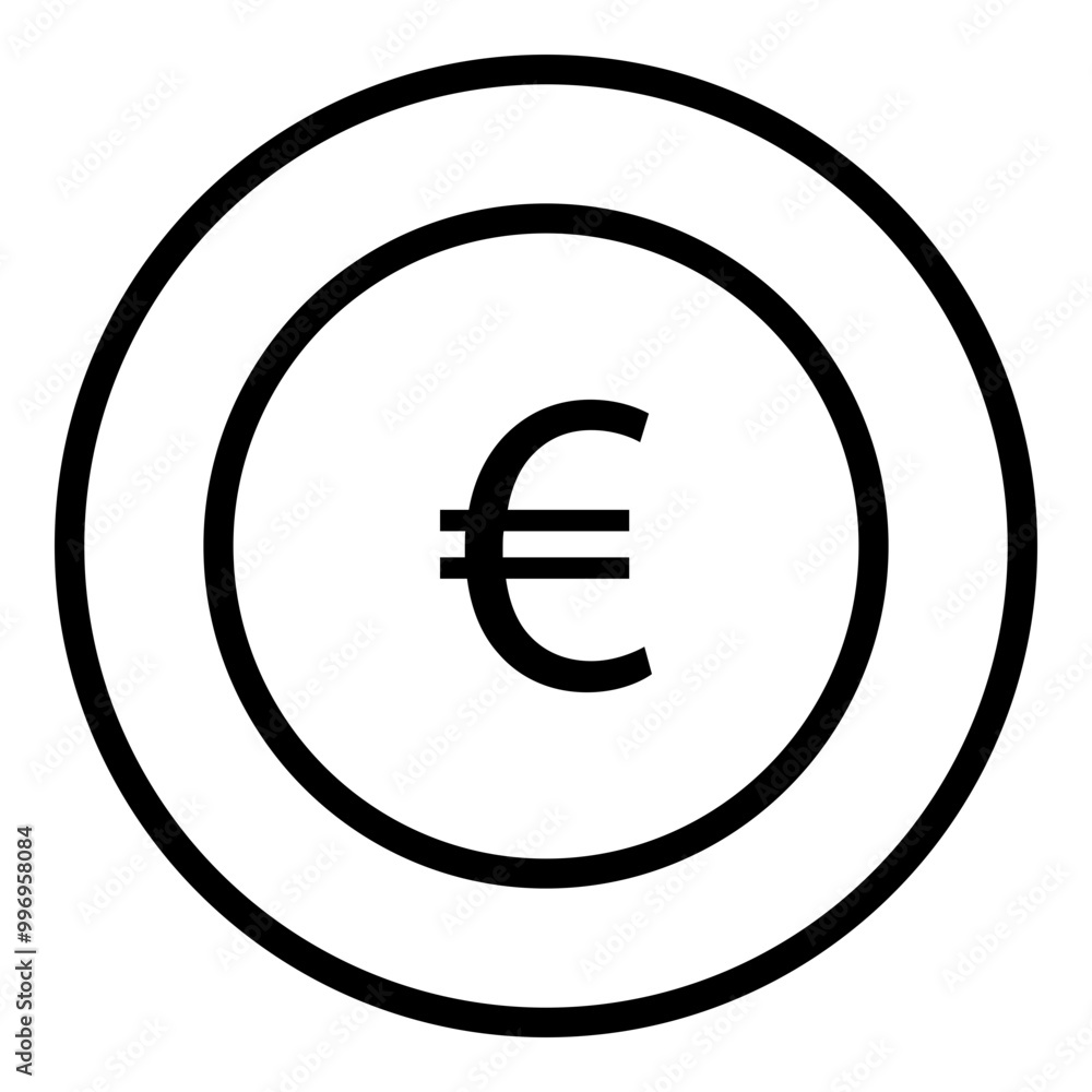 Euro Coin Outline Icon Style. Simple Finance Vector Illustration Euro Coin Outline Icon Style. Simple Finance Vector Illustration
