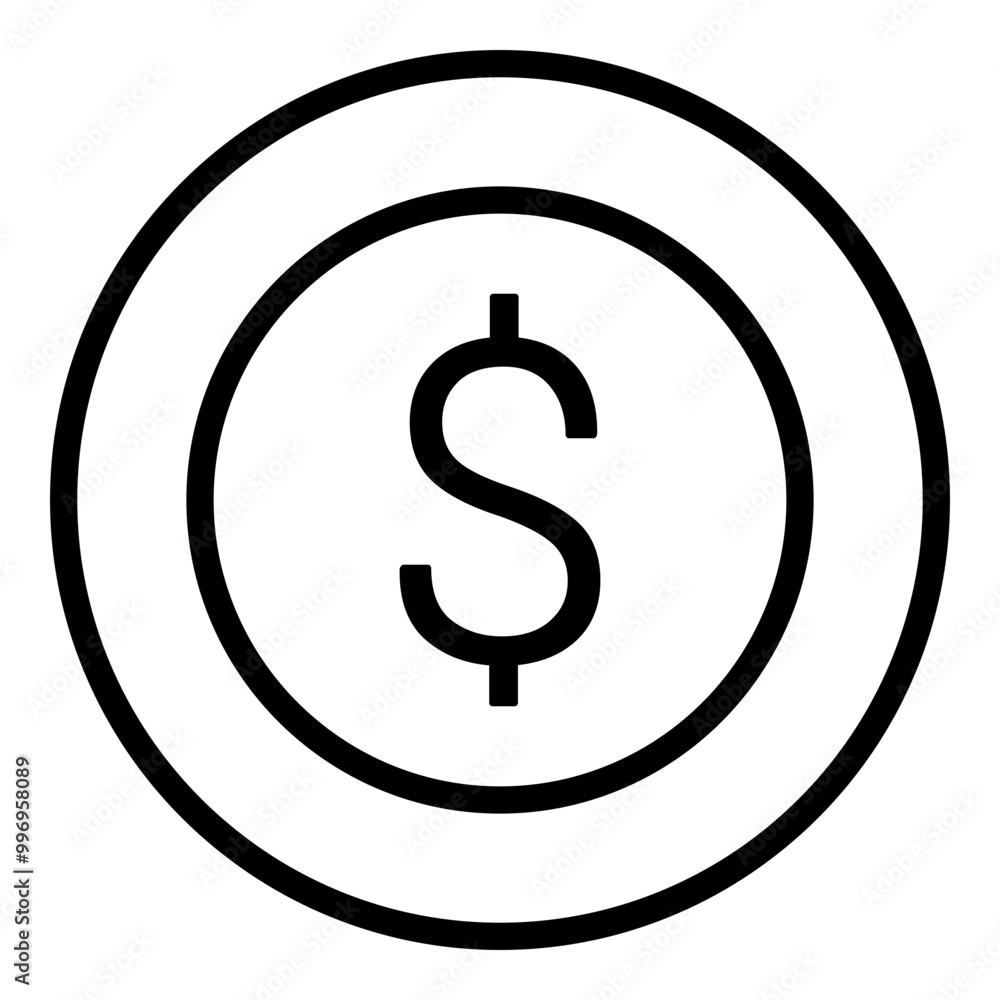 Dollar Coin Outline Icon Style. Simple Finance Vector Illustration Dollar Coin Outline Icon Style. Simple Finance Vector Illustration