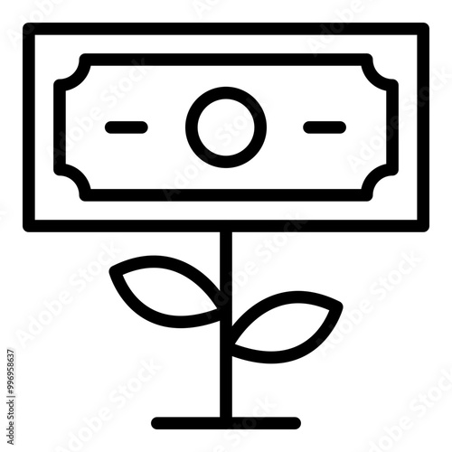 Money Investment Plant Outline Icon Style. Simple Finance Vector Illustration