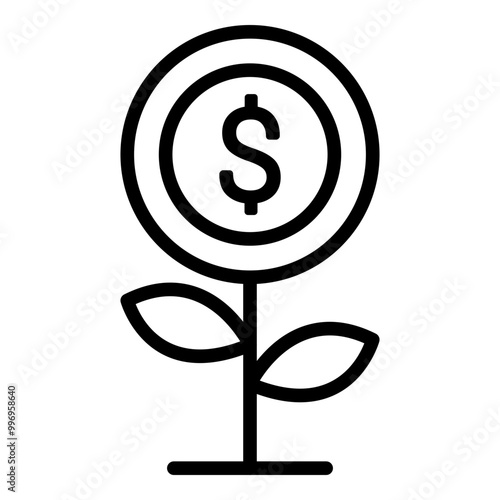 Money Grow Outline Icon Style. Simple Finance Vector Illustration