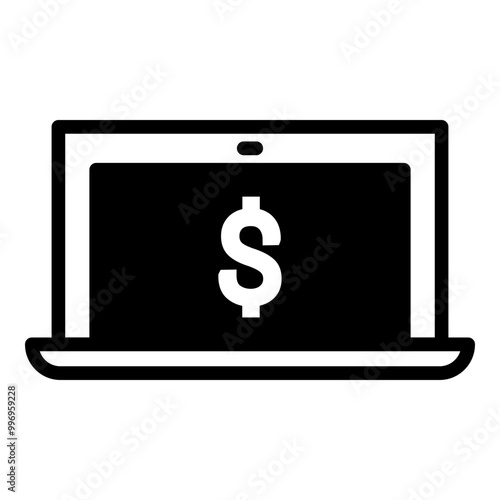 Laptop Dollar Simple Solid Icon