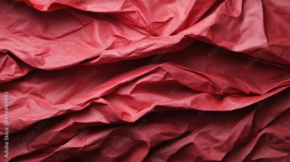 A close-up view of red paper with a crumpled texture, displaying intricate folds, ideal for backgrounds, textures, or elements in creative design projects. A close-up view of red paper with a crumpled texture, displaying intricate folds, ideal for backgrounds, textures, or elements in creative design projects.