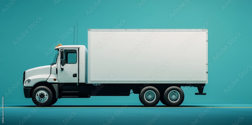 The concept of moving a truck with a blank vehicle on a solid background The concept of moving a truck with a blank vehicle on a solid background