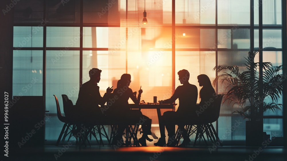 Group of diverse office workers brainstorming ideas around a table, copy space Group of diverse office workers brainstorming ideas around a table, copy space