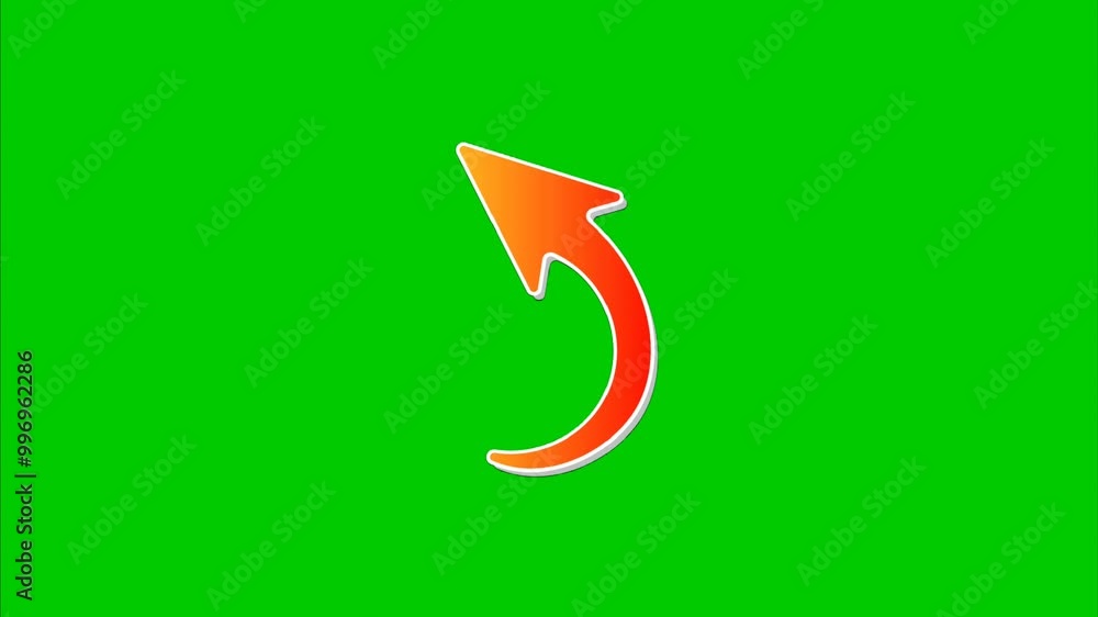 A bold red arrow animation on a green screen pointing in a clear direction Ideal for presentations tutorials or adding emphasis in videos with easy chroma key editing
